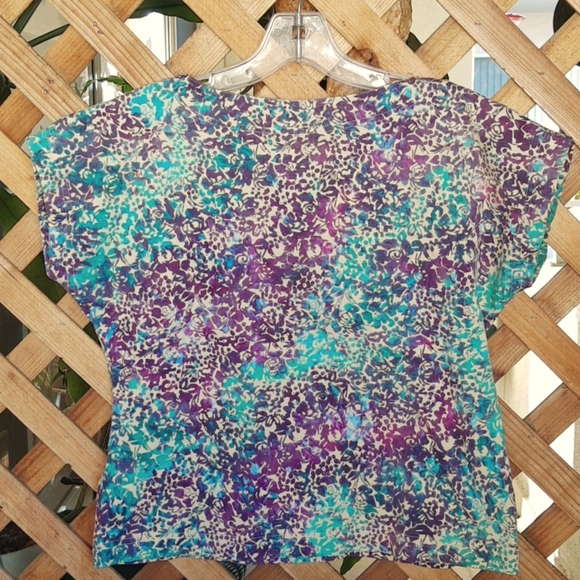 Rum Reggae Print Cap Sleeve Cotton Knit Top Small - Picture 3 of 7